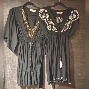 Lot of 2 Embroidered and Studded Boho Dresses